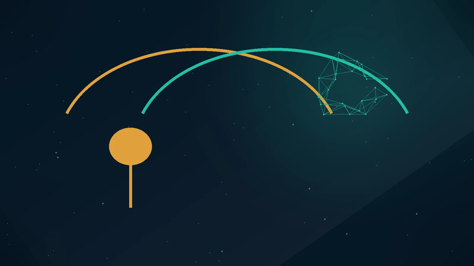 A human compass and an artificial intelligence network aligning along the same luminous path, illustrating the AI alignment problem.