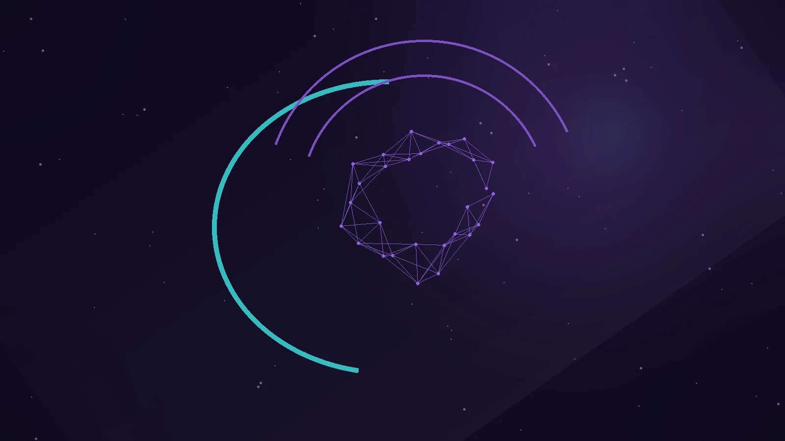 An abstract artificial intelligence profile facing a luminous field of neural and cosmic patterns, illustrating the unresolved question of machine consciousness.